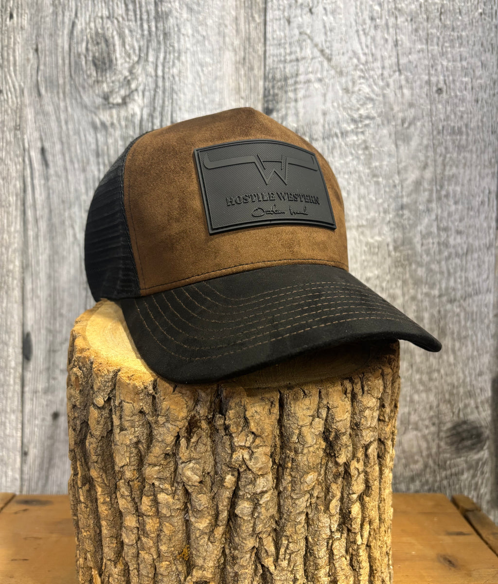 Black Brown Suede Cap