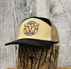 7 panels black beige cap